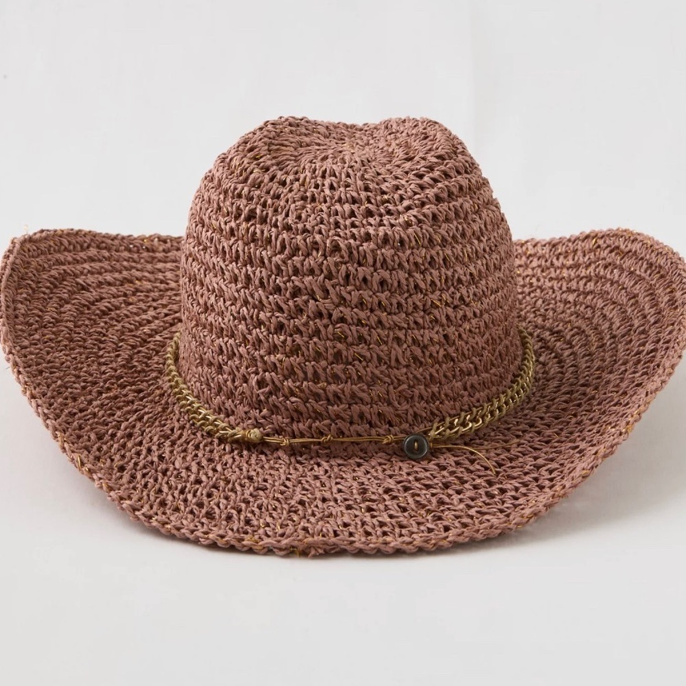 Aerie nwt unmet bohemian Brown Woven Hat one size - Picture 2 of 7